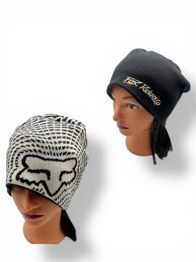 Fox Racing Graphic Reversible Beanie  Black, White and Tan Unisex